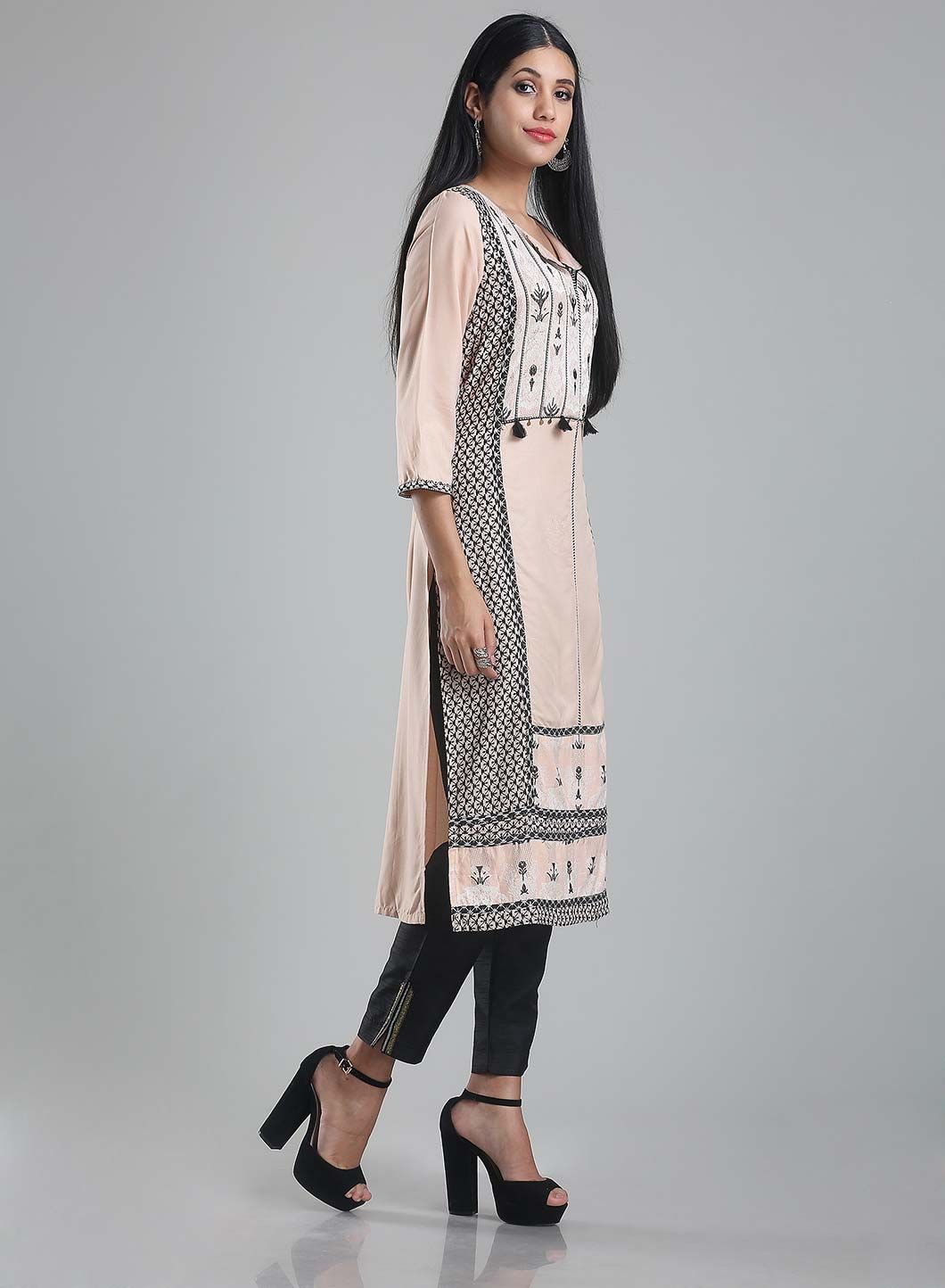 w kurti pink colour