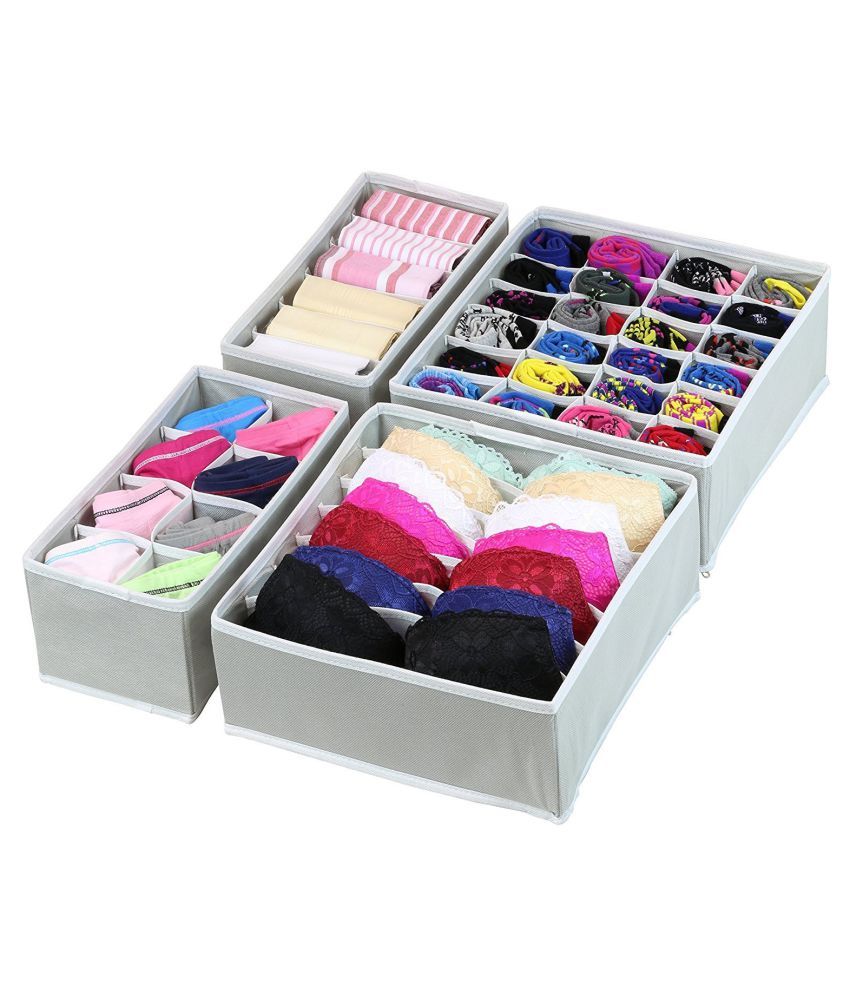 Uniquedealz Set Of 4 Organiser Foldable Drawer Dividers Storage