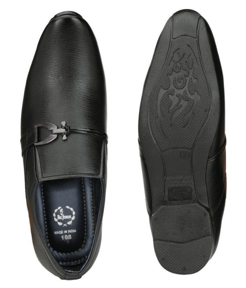 Big Junior Slip On Artificial Leather Black Formal Shoes Price in India