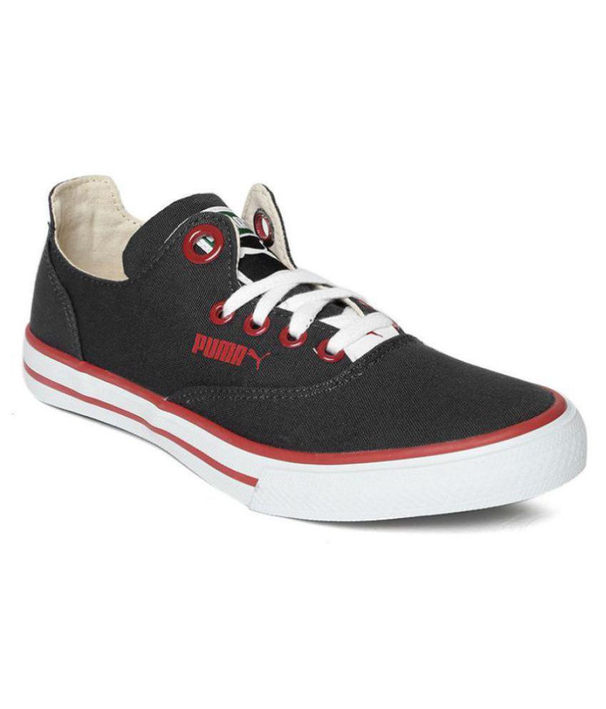 puma unisex red & black limnos cat casual shoes