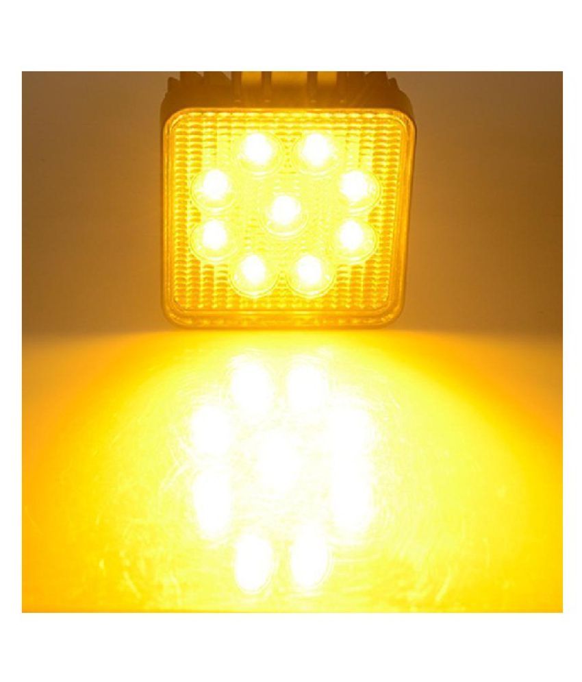 Bikers World Square 9 Led 27W Yellow Fog Lamp Aux Lights For Bajaj