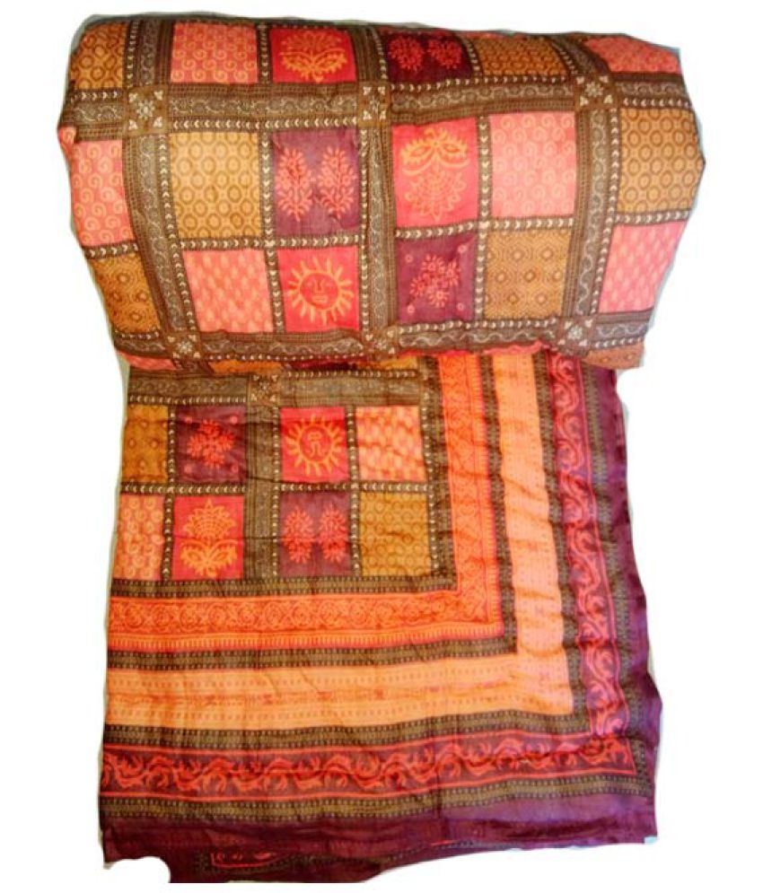 jaipuri bedsheet Single Cotton Multi Contemporary Quilt Coordinated