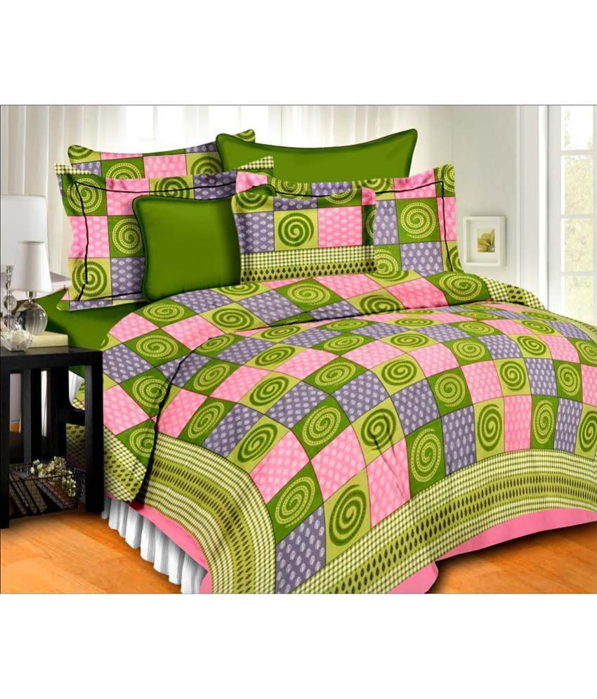     			UniqChoice Cotton Double Bedsheet with 2 Pillow Covers