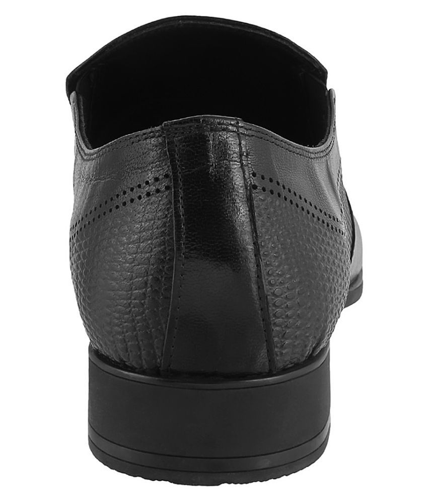 J Fontini Slip On Genuine Leather BLACK Formal Shoes Price in India- Buy J Fontini Slip On 