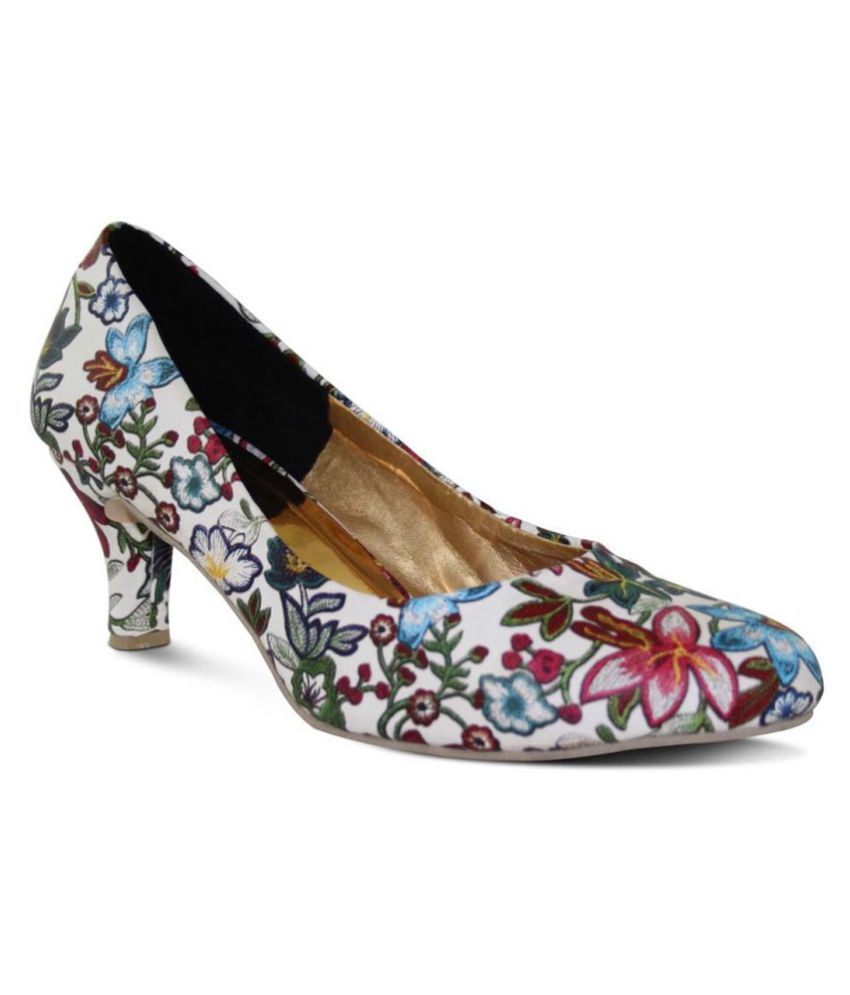 white kitten block heels