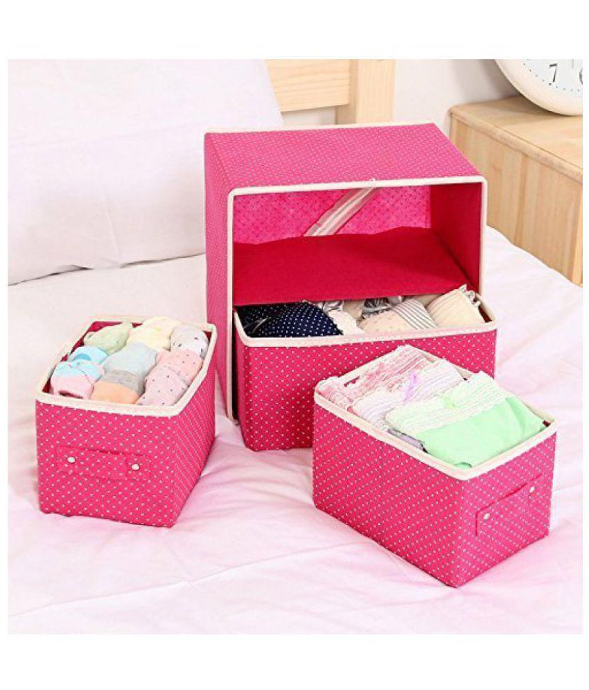 Swadec Folding 3 Drawer Fabric Storage Box Organizer Boxes For Clothing ...