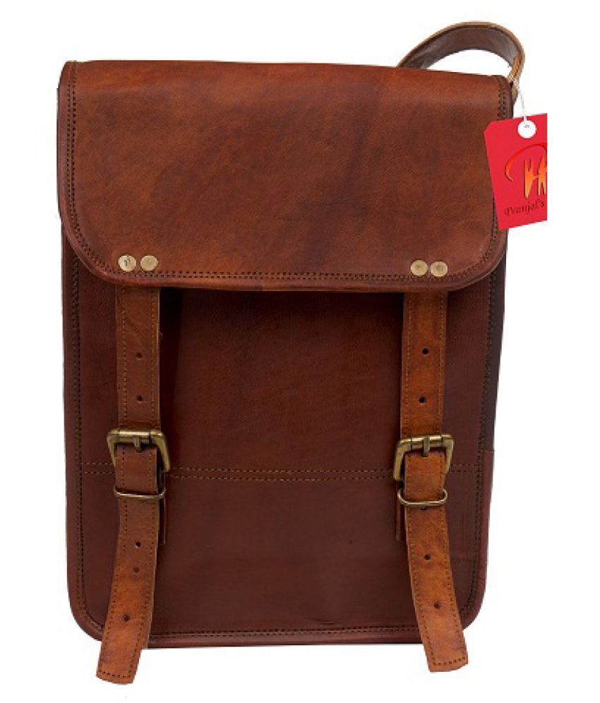 Anshika International Brown Leather Casual Messenger Bag - Buy Anshika ...