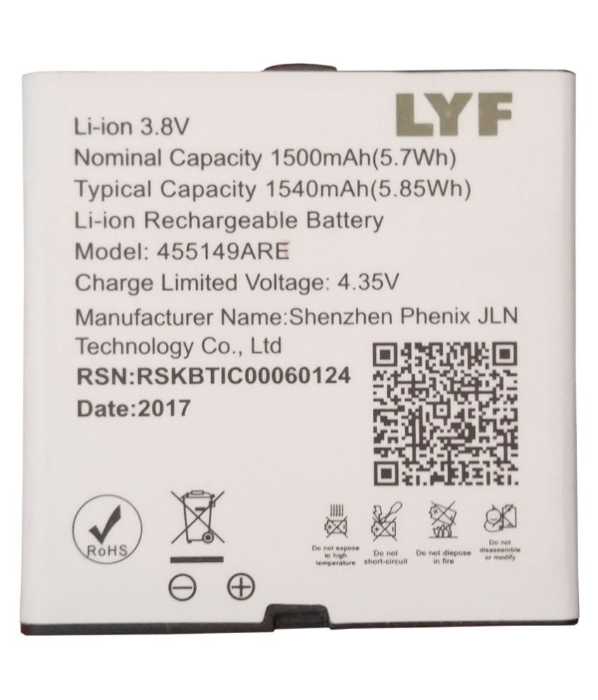 Lyf Flame 2 1500 Mah Battery By Lyf Batteries Online At Low Prices Snapdeal India