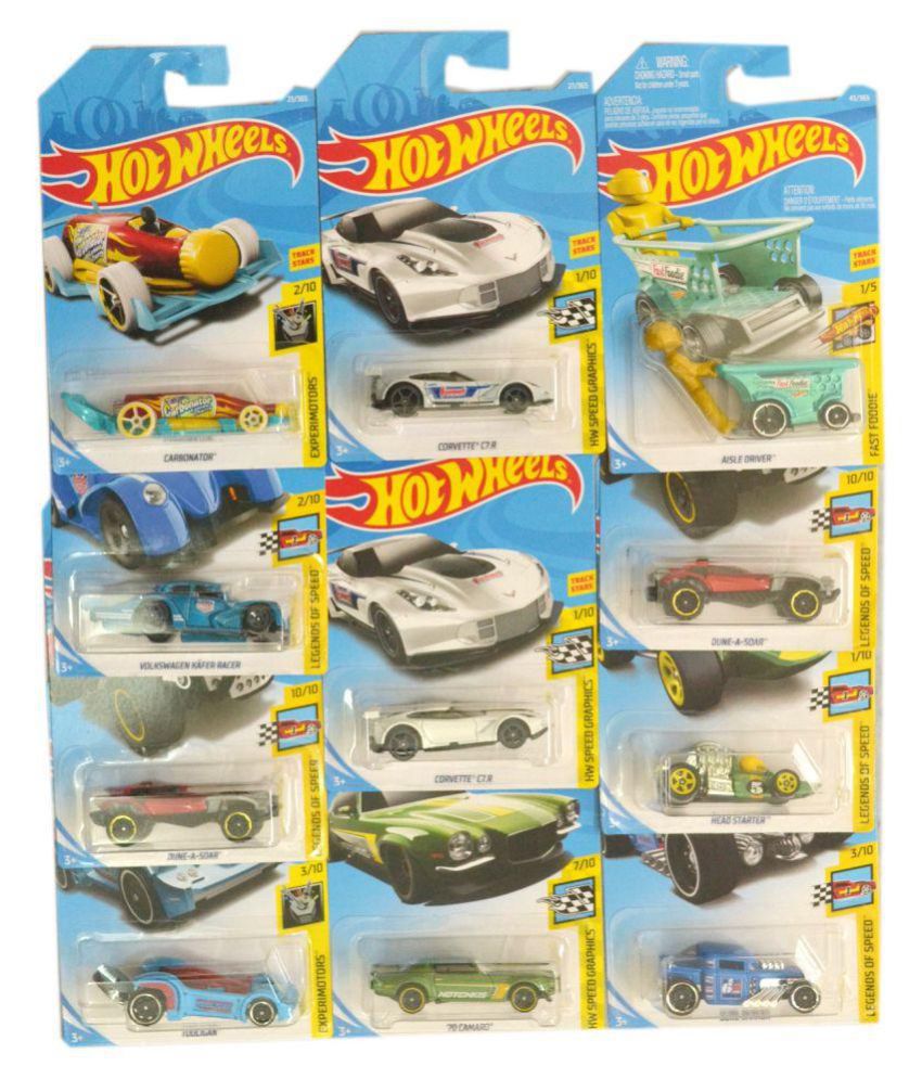     			HOT WHEELS CARS, SET OF 11, YELLOW LABELLED