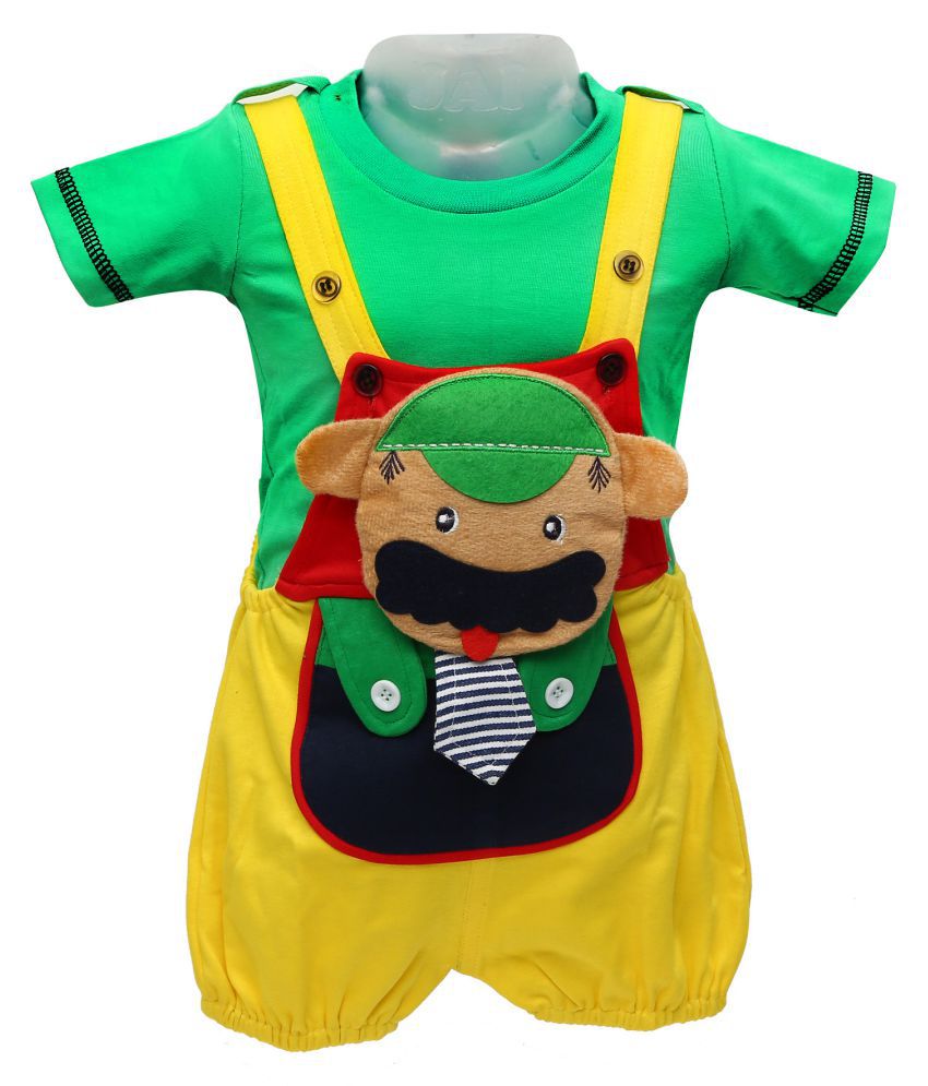     			Zadmus Unisex Top and Dungaree Set Cotton, Green  