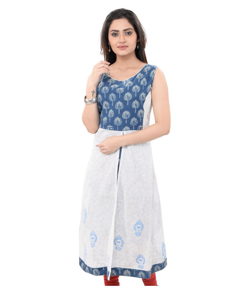 Bandhan Creation White Cotton A-line Kurti - Buy Bandhan Creation White ...