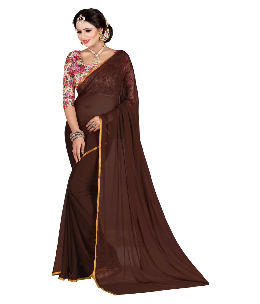 Nandini Creation Brown Silk Saree - Buy Nandini Creation Brown Silk ...