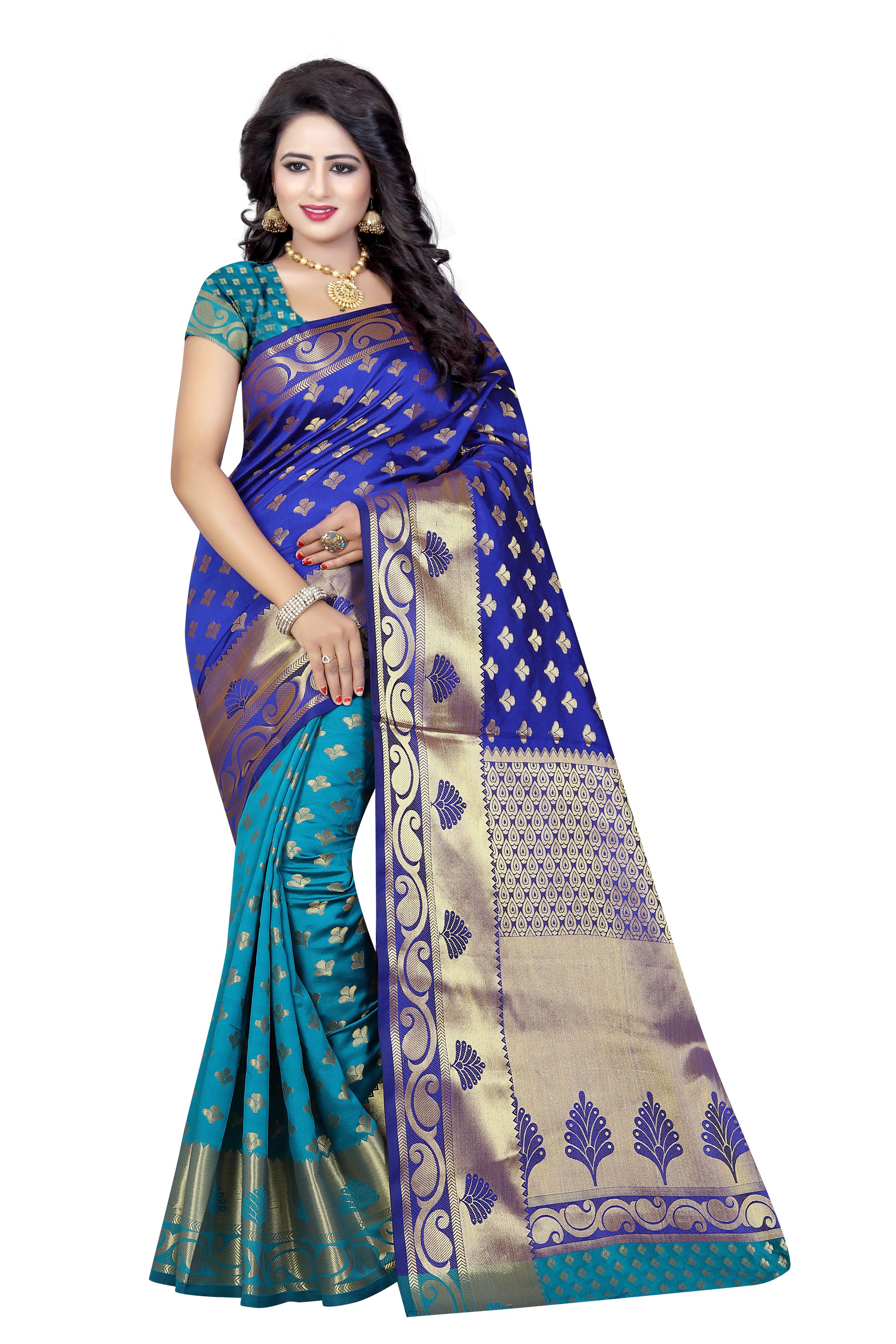 LAKHANI FASHION HUB Blue and Grey Nylon Saree - Buy LAKHANI FASHION HUB ...