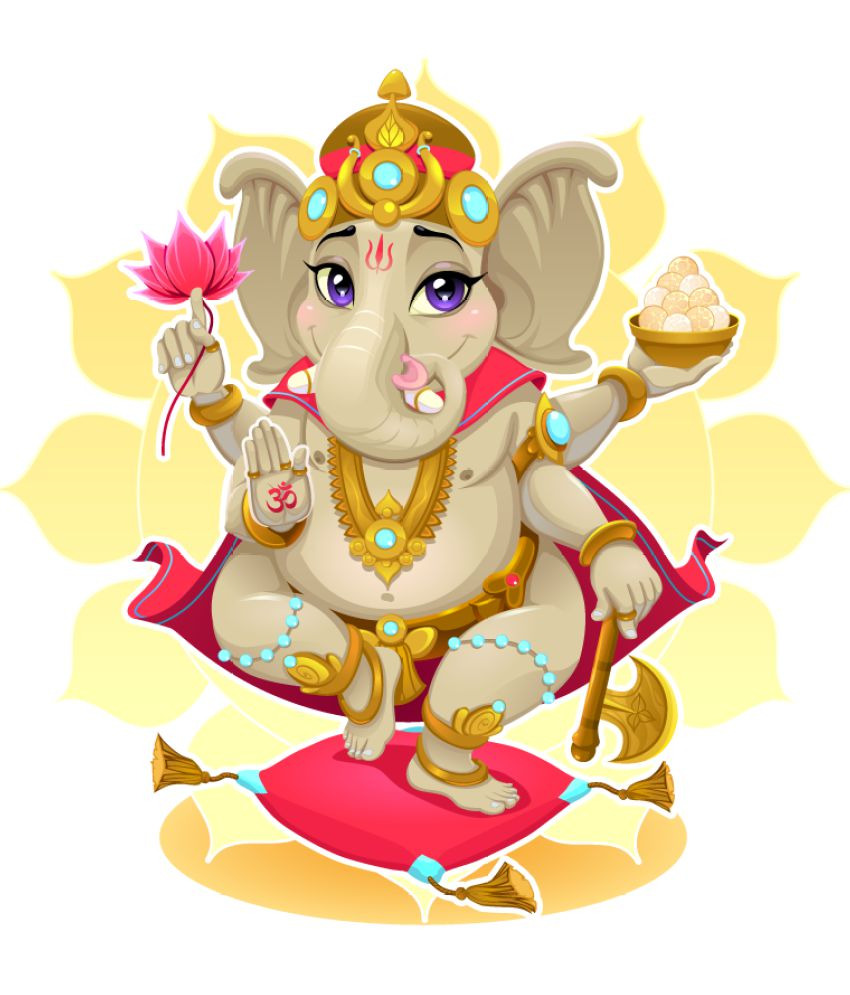 Fantaboy Colorful Cartoon Ganesha for Wall Decors Religious