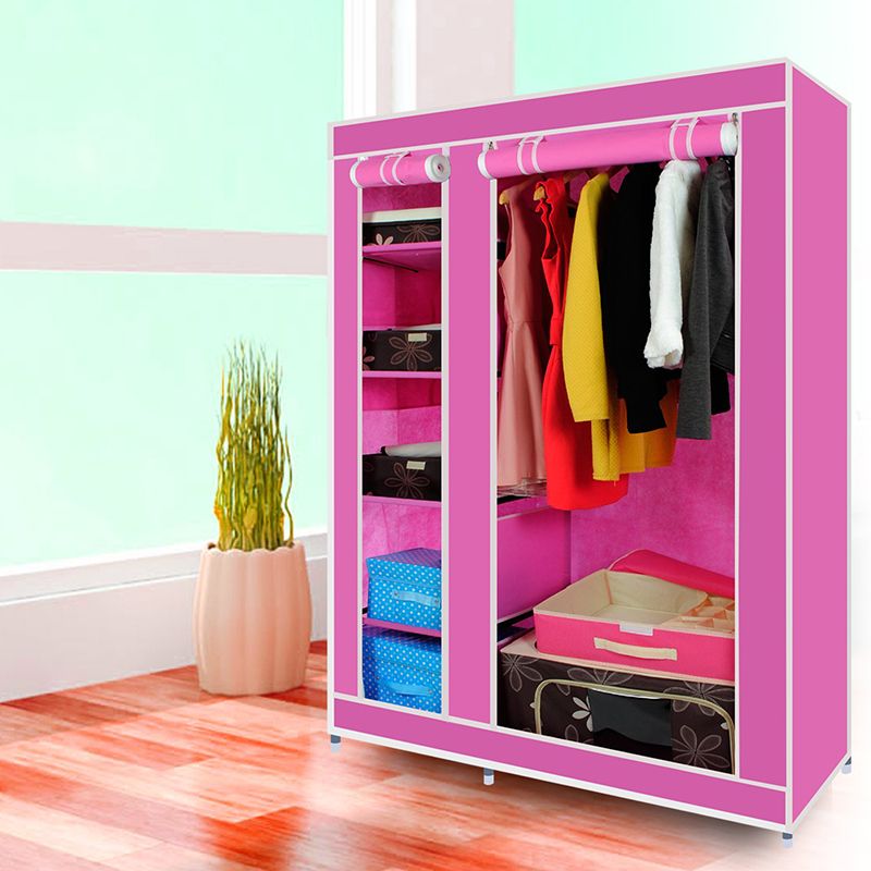 Kawachi Elegant Double Sided Foldable Canvas Wardrobe K2 Pink