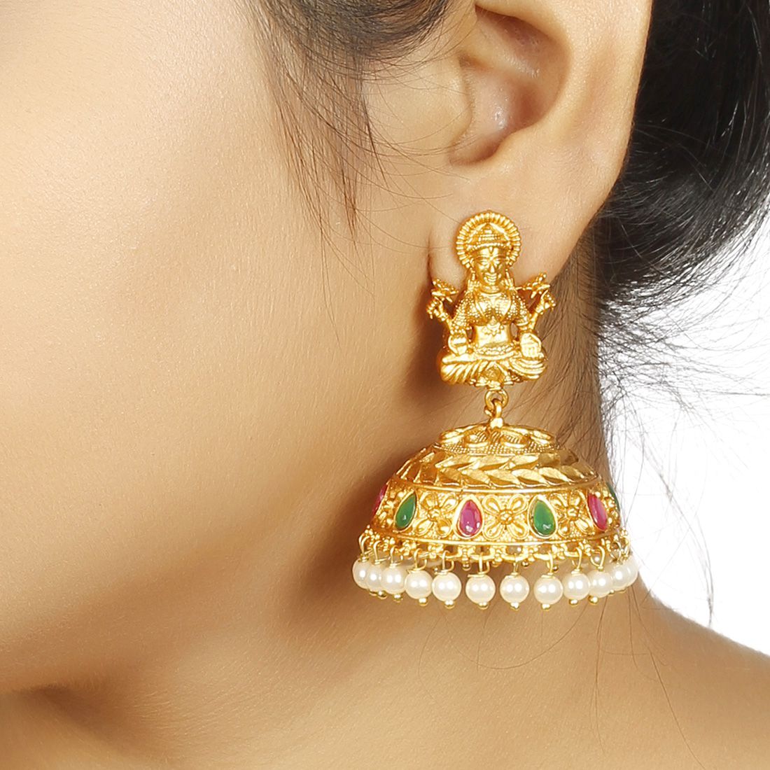 MUCH MORE Indian Traditional Polki Earring With laxmi Mata Temple ...