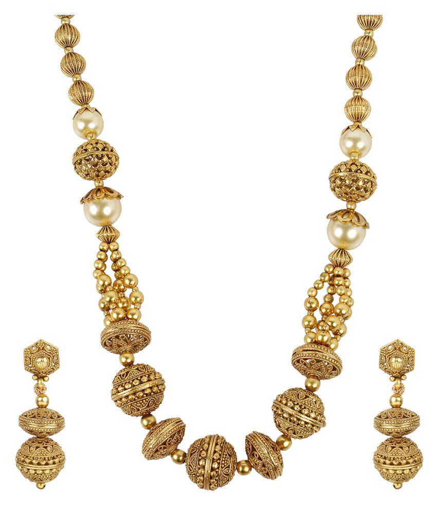 MUCH MORE Traditional Gold Plated Polki Matar Mala With Pearl Stone ...