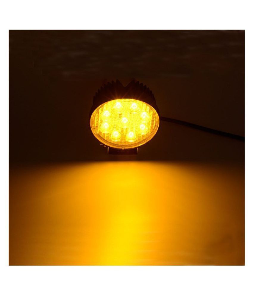 Bikers World Round 9 Led 27W Yellow Fog Lamp Aux Lights For Bajaj