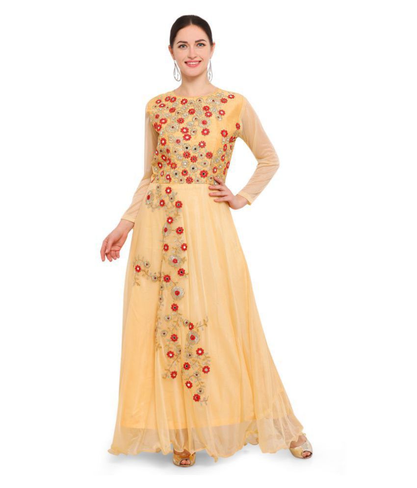 lycra material long gown styles