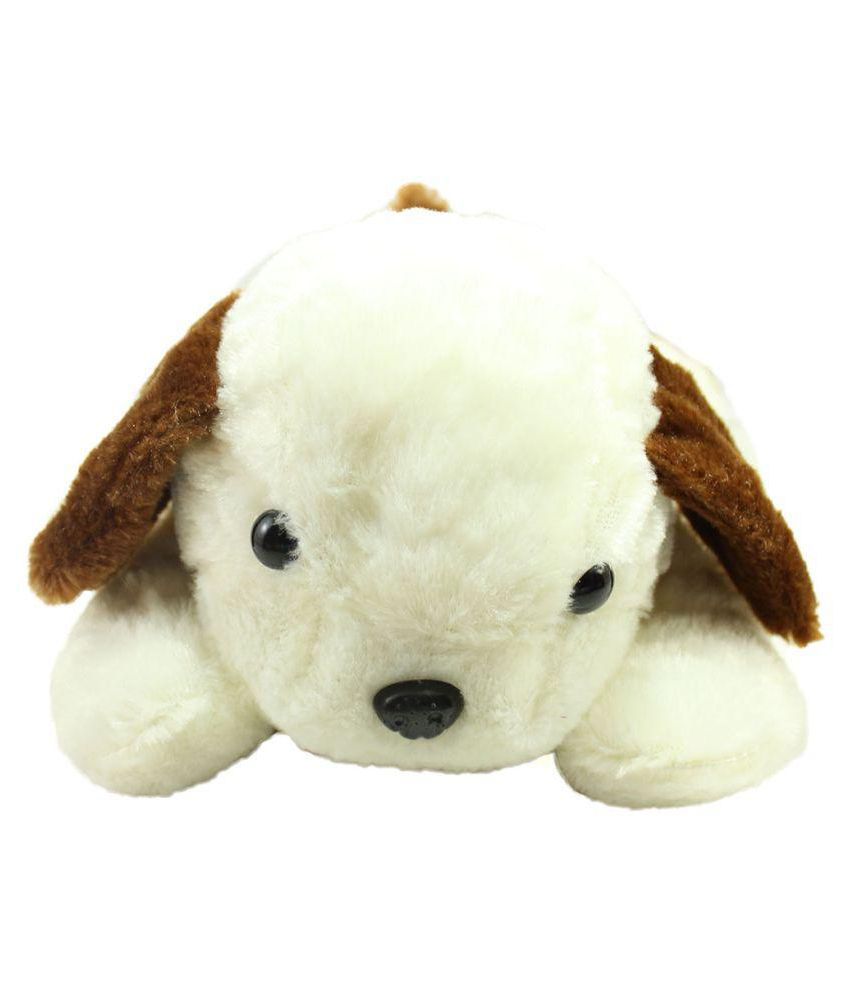    			Tickles White Laying Big Size Puppy Soft Stuffed Plush Animal Toy for Kids (Color:Brown & White Size:45 cm)