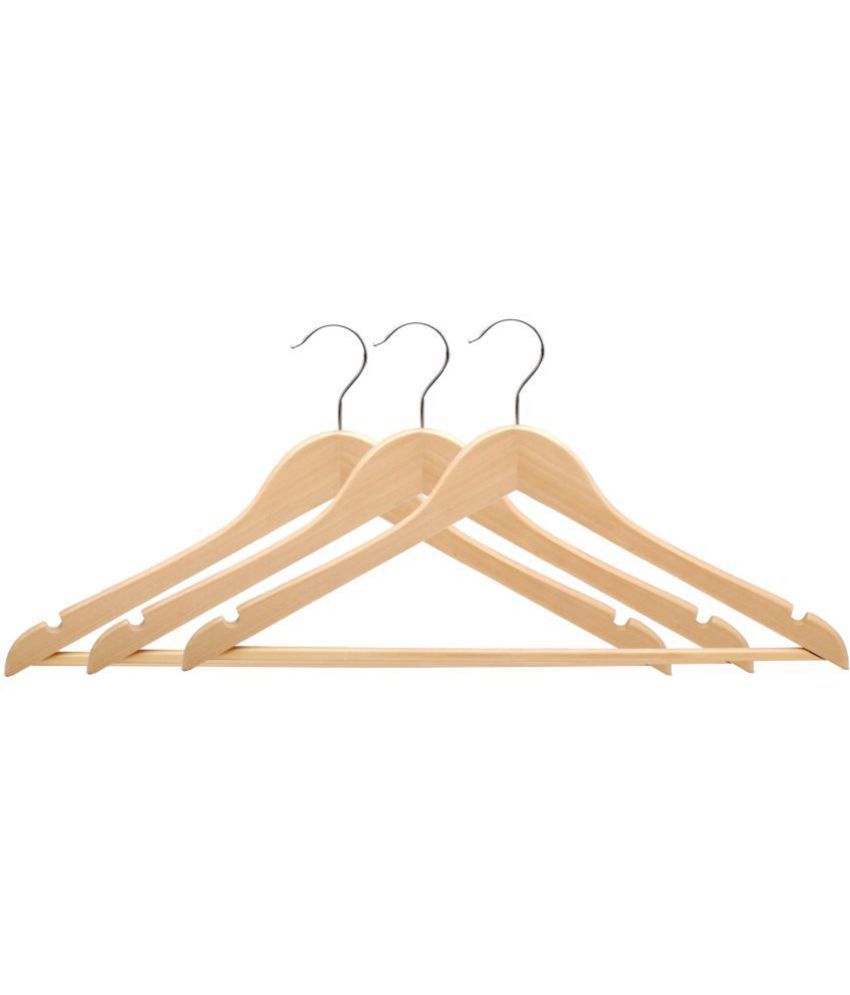     			Afrose Pack of 3 Pcs Wooden Hangers For Jeans Trousers Shirt Saree Salwar\n\n