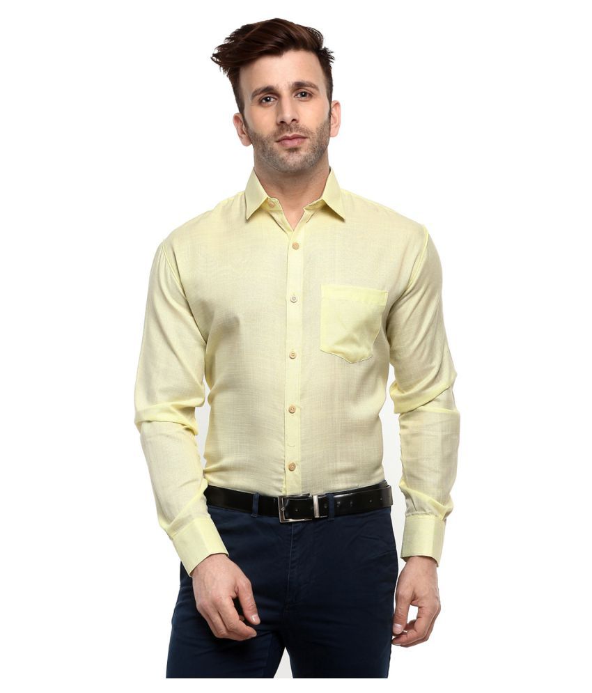     			Hangup Cotton Regular Fit Full Sleeves Men's Formal Shirt - Yellow ( Pack of 1 )