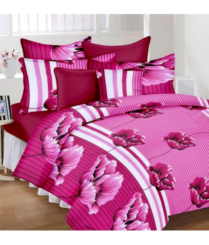 KHF Cotton Double Bedsheet with 2 Pillow Covers Buy KHF Cotton Double