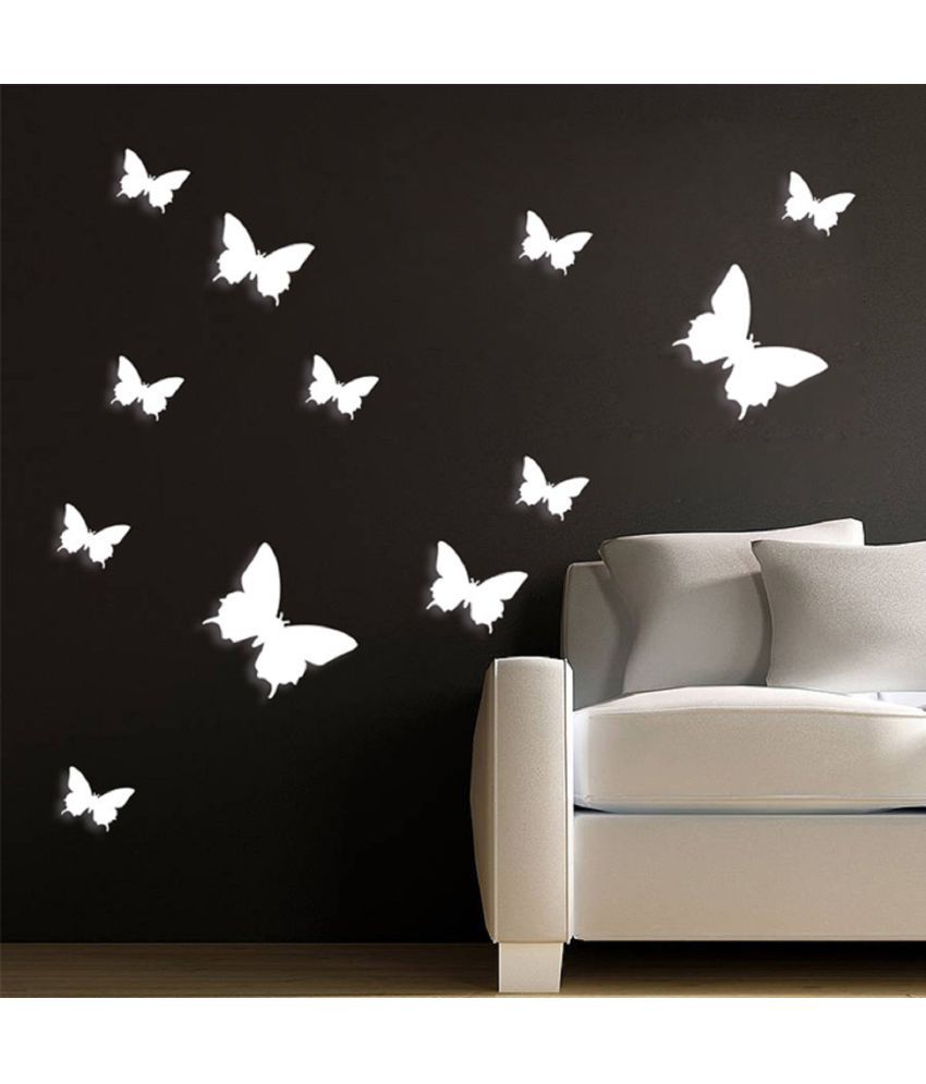     			Jaamso Royals White 3D Butterflie Nature Theme PVC 3D Sticker