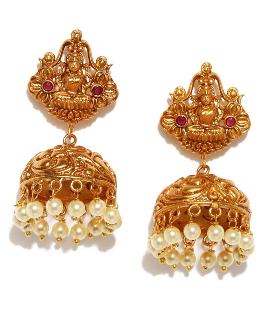 RUBANS Gold Color Dome Shaped Jhumkas Buy RUBANS Gold Color Dome