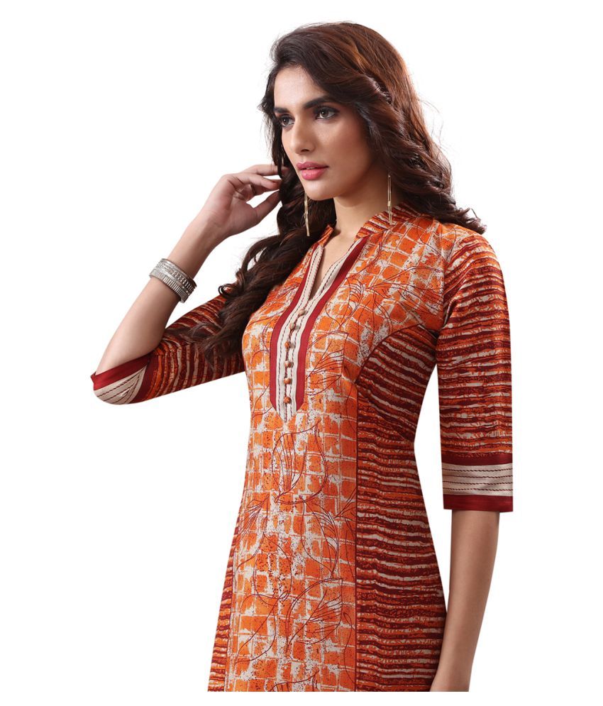 JAIPUR FABRICS Orange Rayon Printed Unstitched Kurti Buy JAIPUR