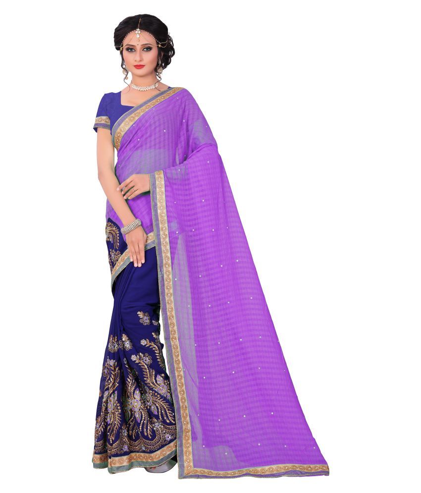 purple chiffon saree