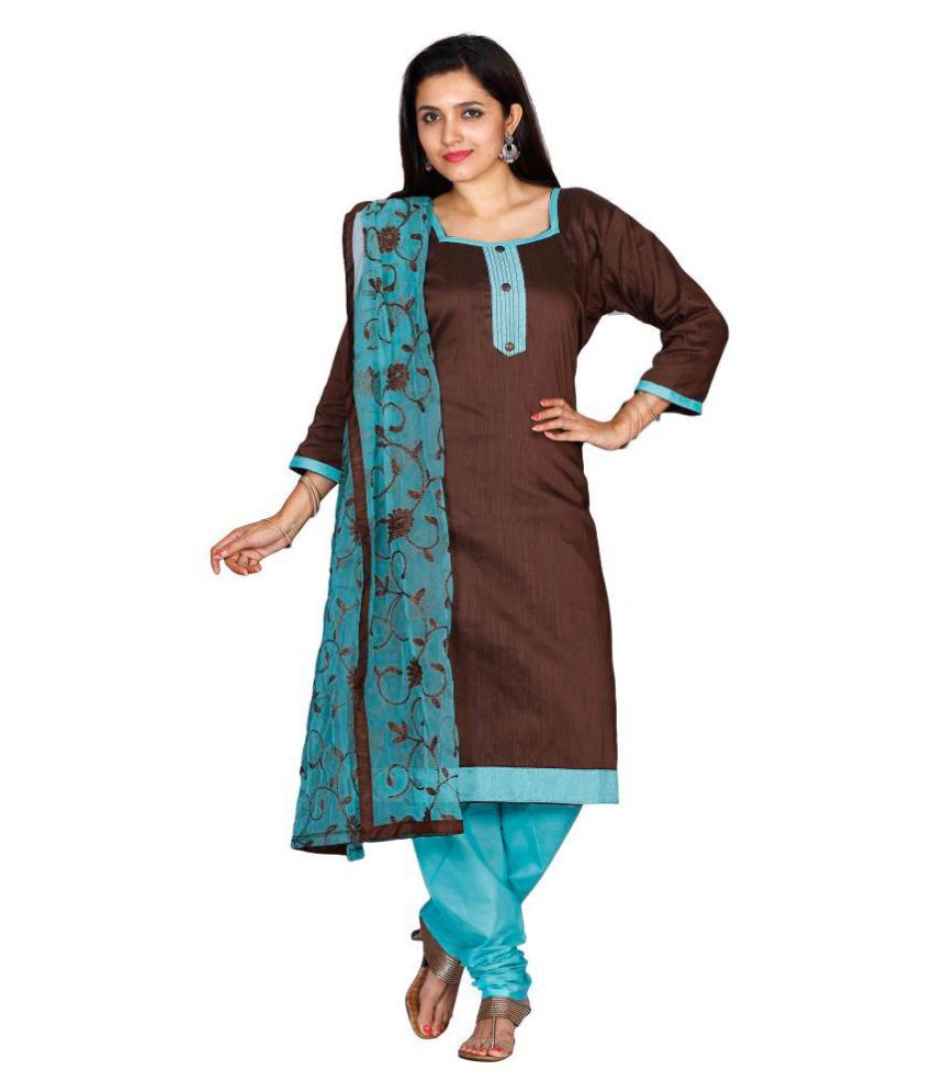 The Chennai Silks Brown Cotton Dress Material - Buy The Chennai Silks ...