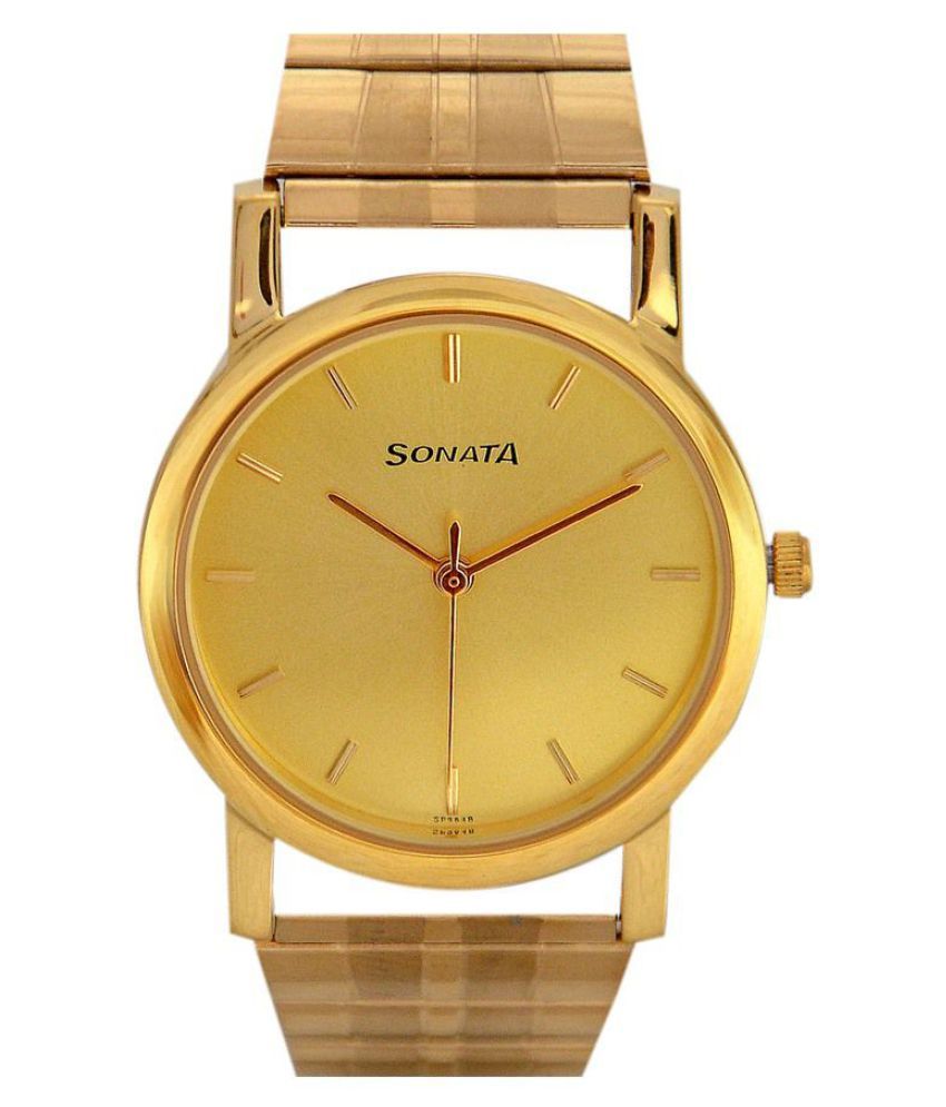 Sonata Gold Metal Analog Round Men Watch Buy Sonata Gold Metal Analog Round Men Watch Online 7092