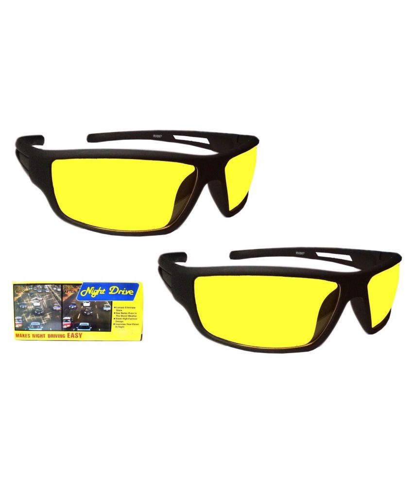 Night Driving Vision Anti Glare Yellow Lens Sunglasses ...