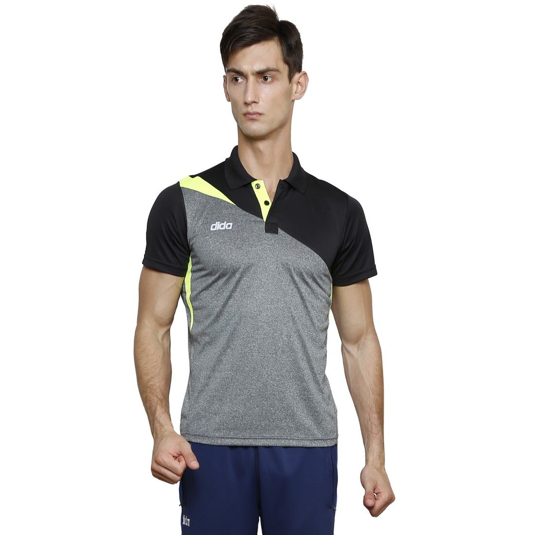 Dida Sportswear Charcoal Polyester Polo 