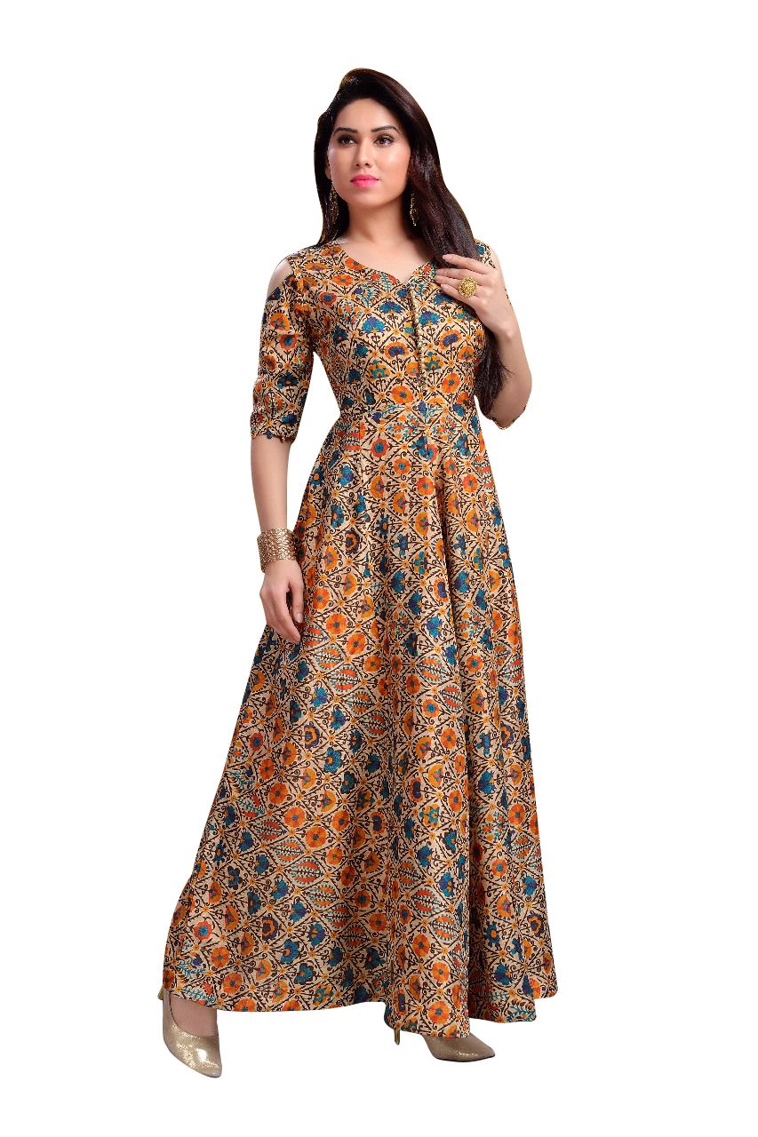 multi color gown