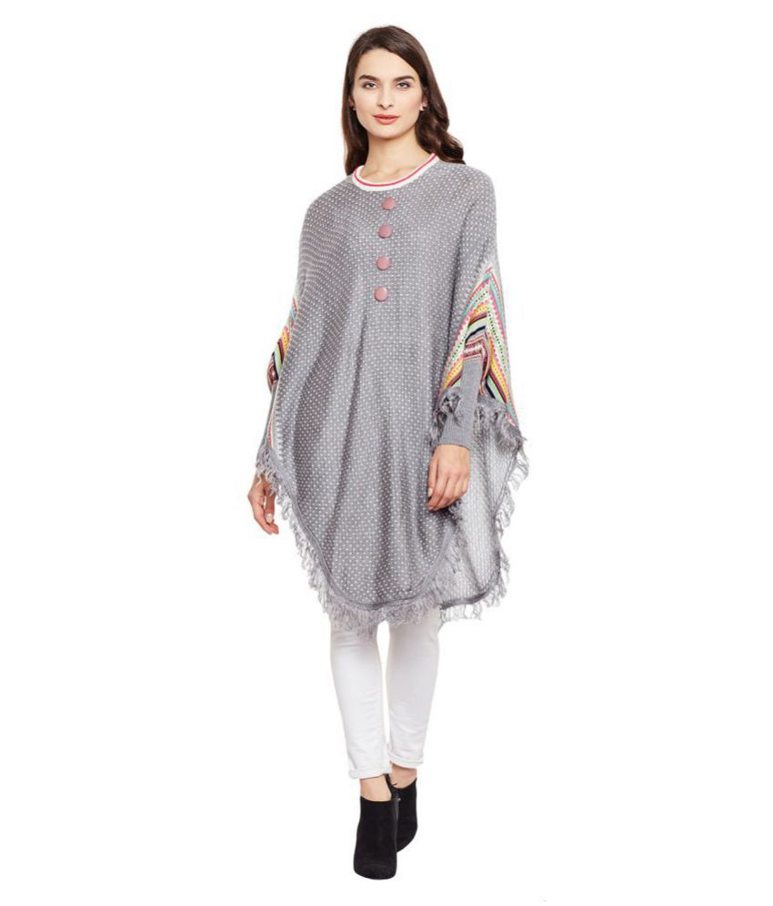 Buy Natty India Woollen Grey Poncho Online at Best Prices in India ...
