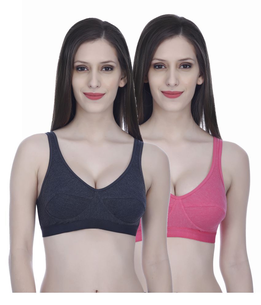     			Elina Pack of 2 Cotton Non Padded Women's Sports Bra ( Multi Color )