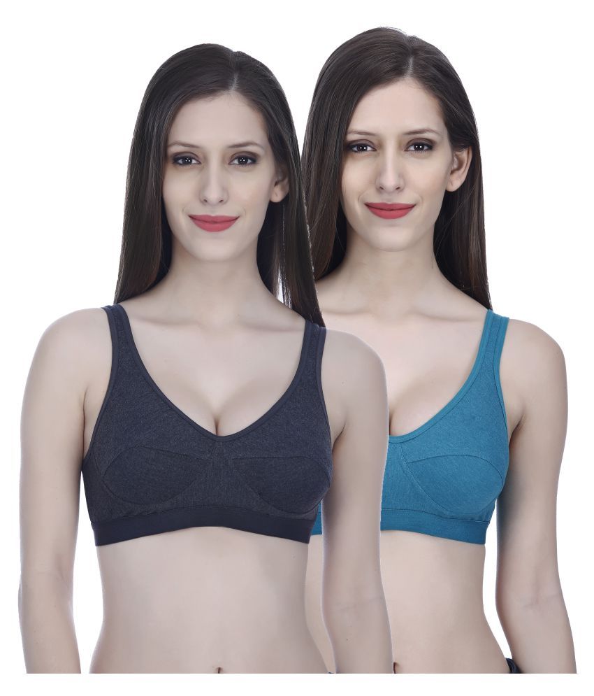     			Elina Pack of 2 Cotton Non Padded Women's Sports Bra ( Multi Color )