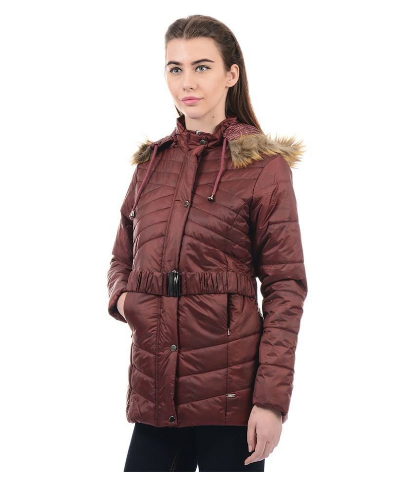 maroon parka jacket