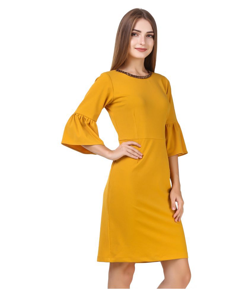 Goddess Cotton Lycra Yellow Sheath Dress - Buy Goddess Cotton Lycra ...