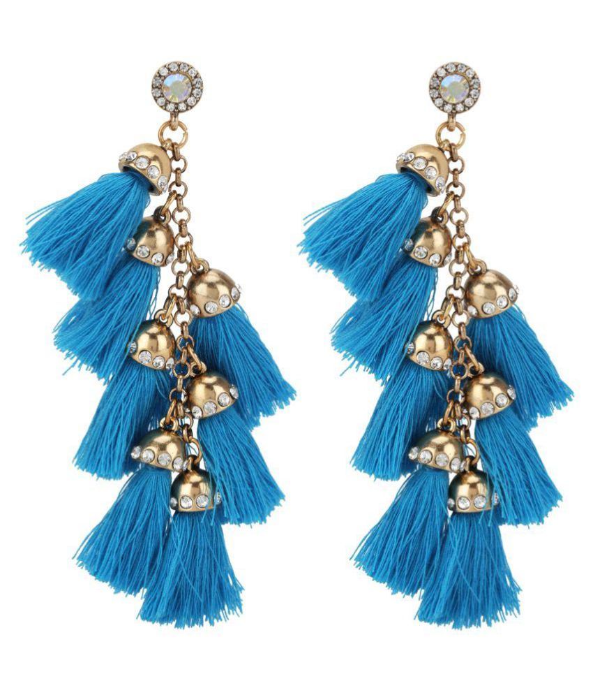 Blue Fringe Tassel Earrings Buy Blue Fringe Tassel Earrings Online at