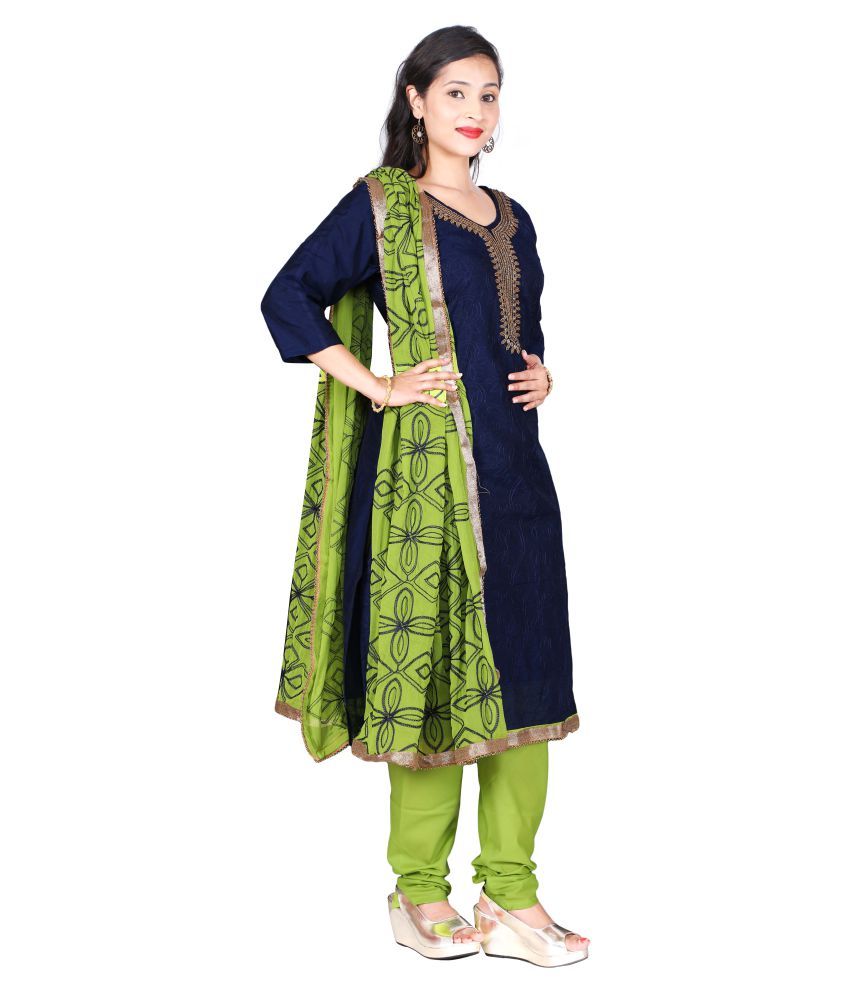 The Chennai Silks Blue Cotton Dress Material Buy The Chennai Silks