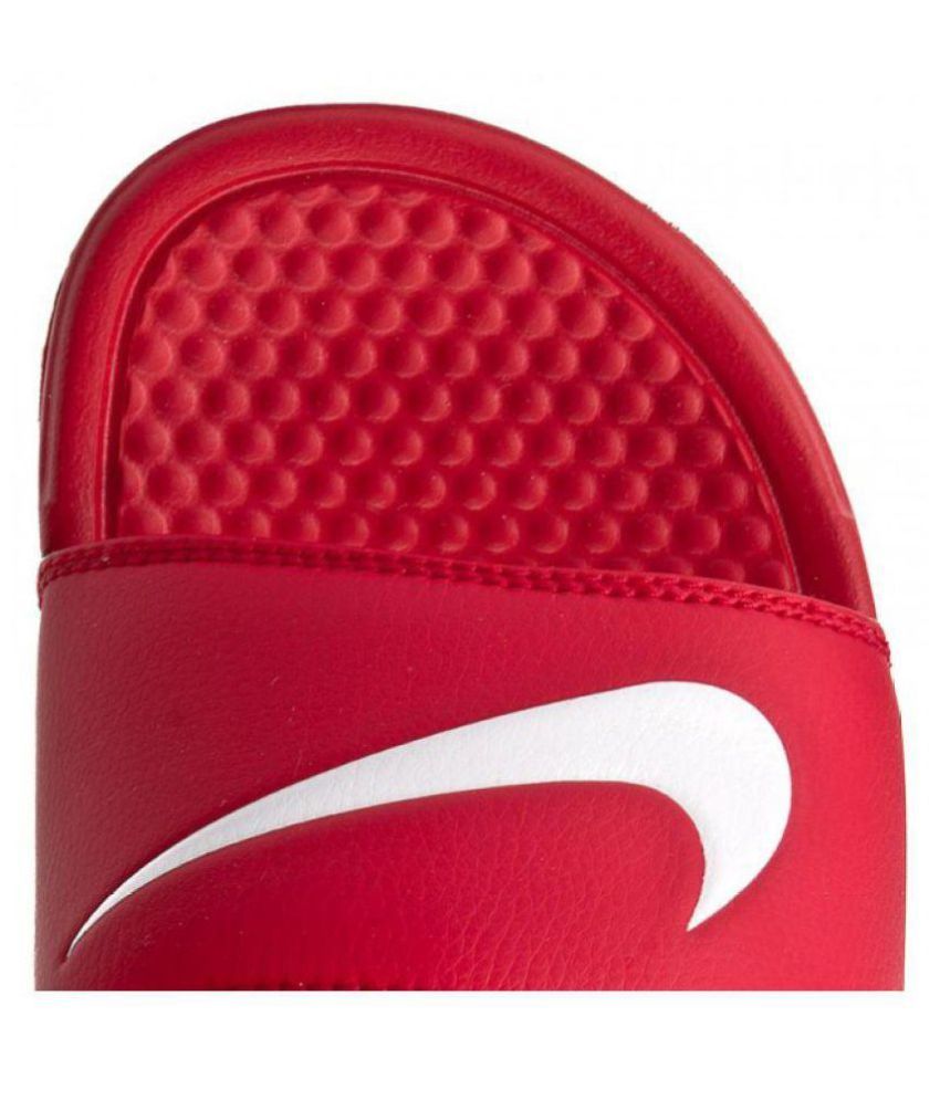 red and black nike flip flops