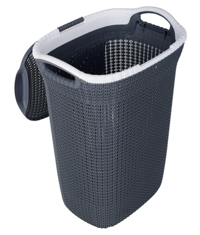 Nayasa Dark Grey Plastic Laundry/Cloth Basket With Lid (40 Liters) Buy Nayasa Dark Grey