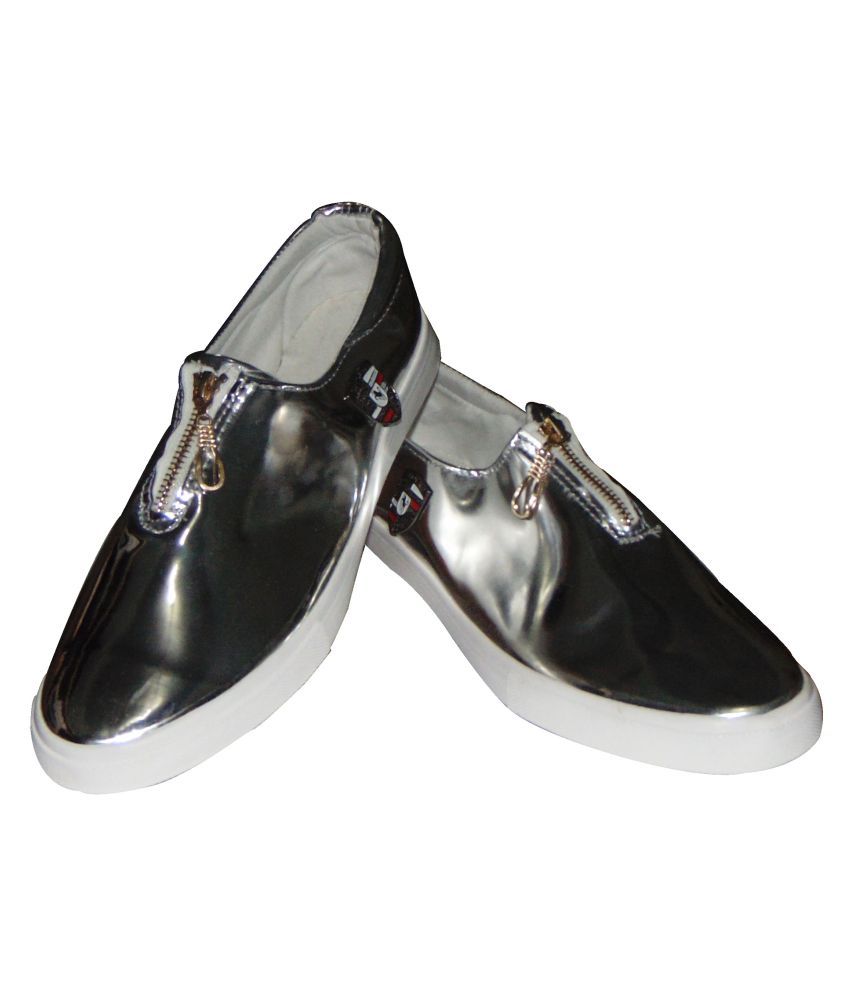 black and silver men loafers
