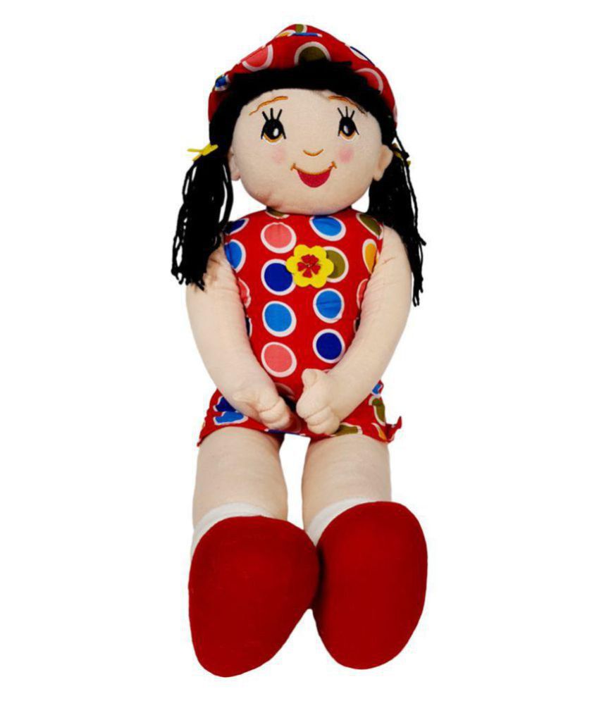 Ultra Candy Doll Soft Toy Polka Dots 27 Inches With Black Hair Red
