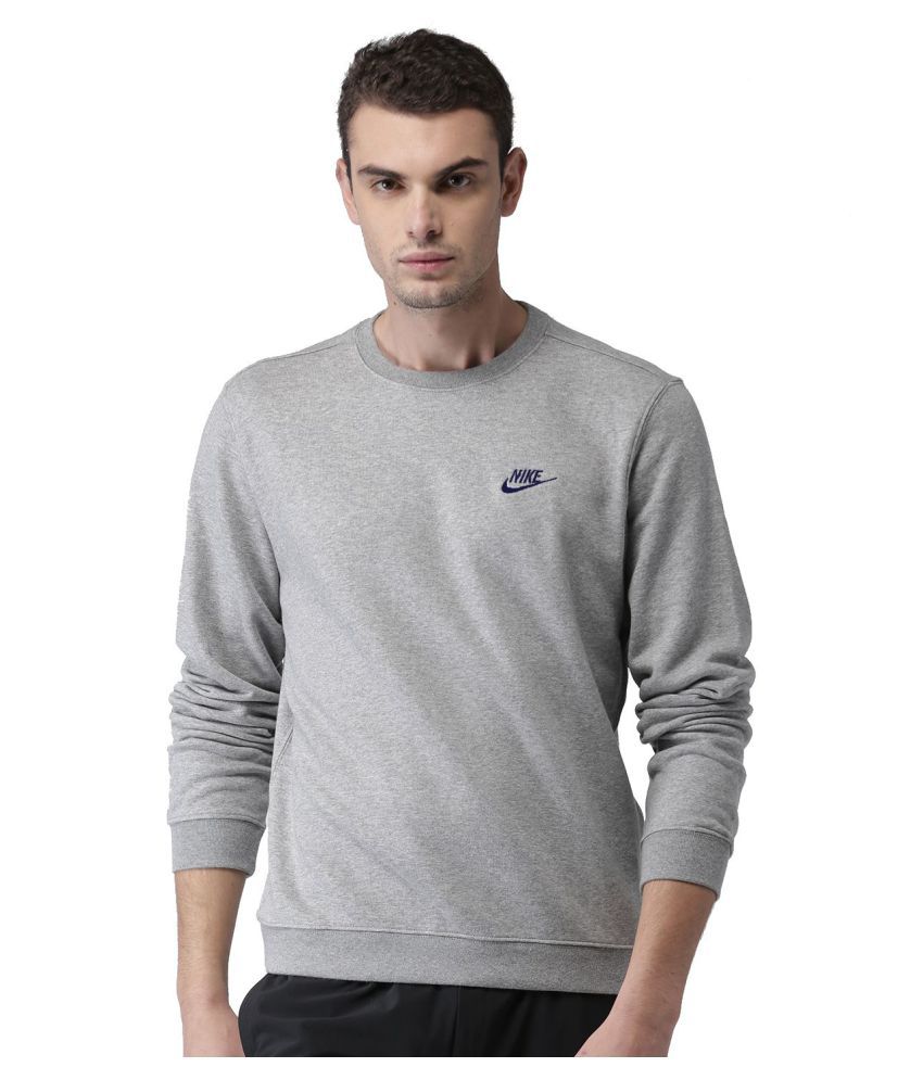 Nike Grey Cotton Blend Fleece Sweatshirt - Buy Nike Grey Cotton Blend ...