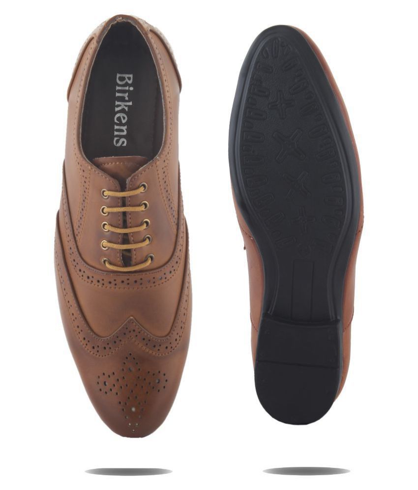 Berkins Brogue Artificial Leather Tan Formal Shoes Price in India- Buy ...