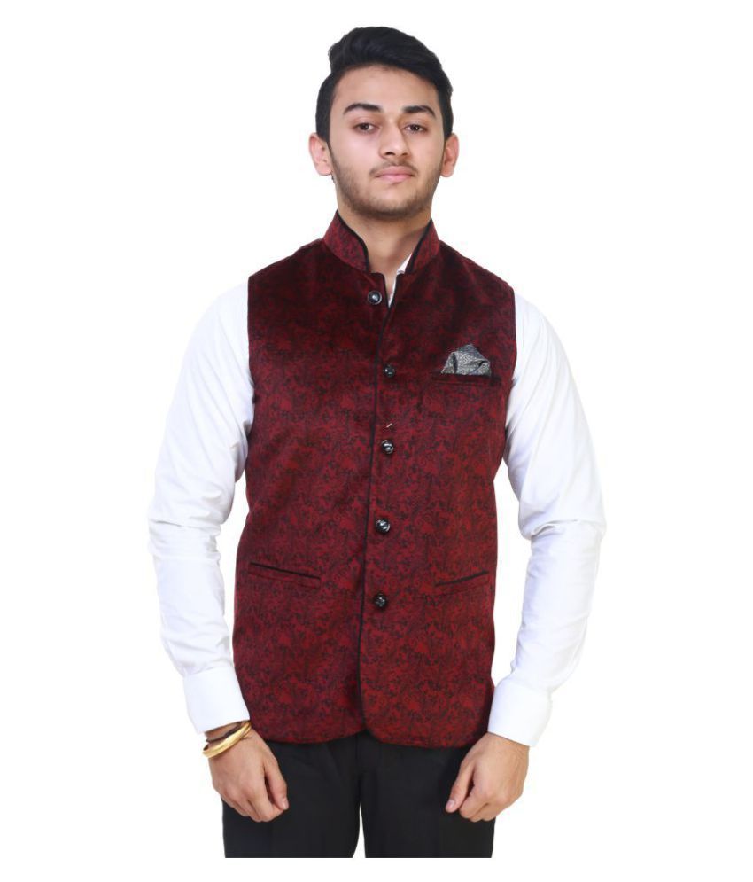maroon colour nehru jacket